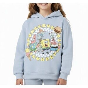 Girls SpongeBob SquarePants Kids Blue Fleece Graphic Pullover Hoodie L (10/12)